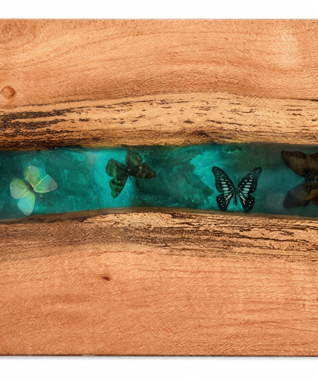 Wood and Epoxy End Tables